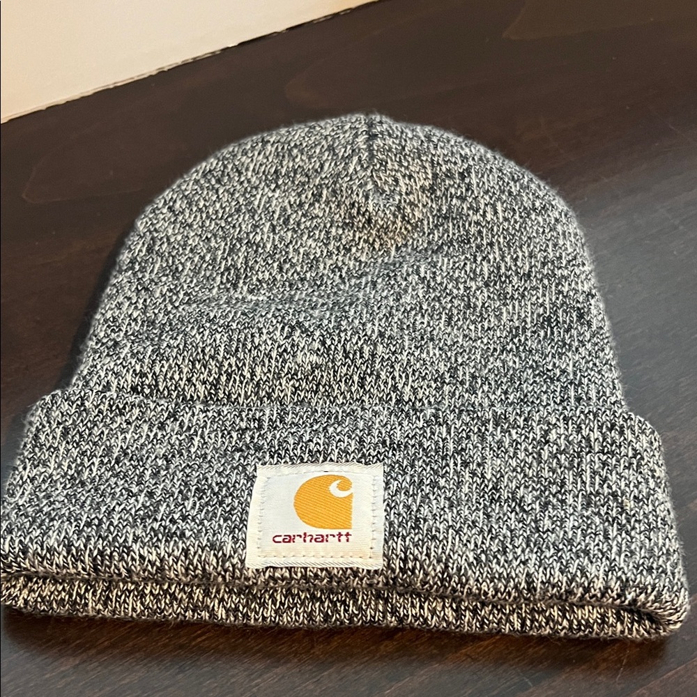 Carhartt Marled Gray Cuffed Beanie with Logo Patch